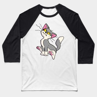 Suspicious Gray Cat Baseball T-Shirt